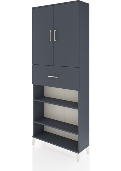 Arges Dolap 5 Raflı Tek Çekmeceli 2 Kapaklı 88X30X221 Antrasit-Antrasit modelleri