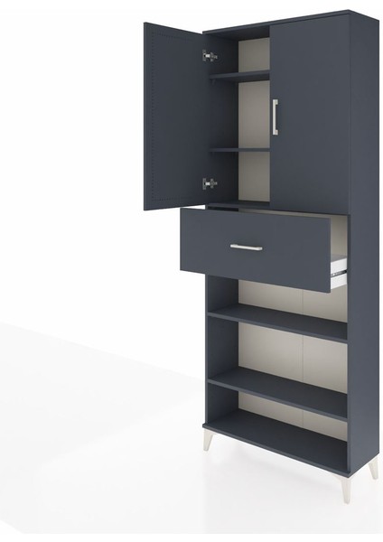 Arges Dolap 5 Raflı Tek Çekmeceli 2 Kapaklı 88X30X221 Antrasit-Antrasit fırsatları