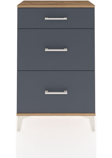 Arges Komodin 3 Çekmeceli 60X30X96 Çam-Antrasit