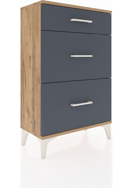 Arges Komodin 3 Çekmeceli 60X30X96 Çam-Antrasit fiyatları