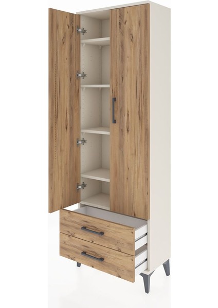 Arges Dolap 5 Raflı 2 Çekmeceli 2 Kapaklı 60X30X182 Aytaşı-Çam fırsatları