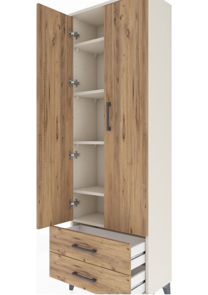 Arges Dolap 5 Raflı 2 Çekmeceli 2 Kapaklı 60X30X182 Aytaşı-Çam indirimleri
