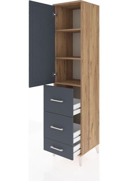 Hyperion Dolap 3 Raflı 3 Çekmeceli Tek Kapaklı 44X44X195 Çam-Antrasit fırsatları