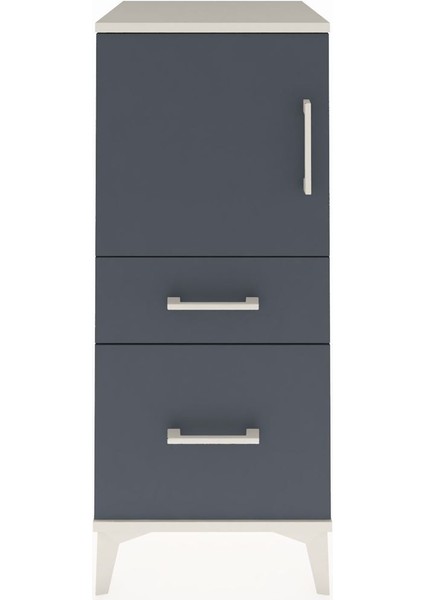 Hyperion Komodin 2 Raflı 2 Çekmeceli Tek Kapaklı 44X44X106 Aytaşı-Antrasit