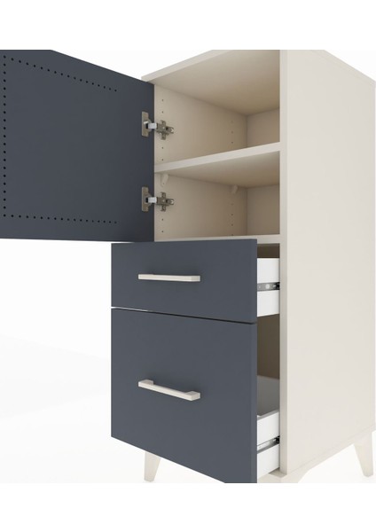 Hyperion Komodin 2 Raflı 2 Çekmeceli Tek Kapaklı 44X44X106 Aytaşı-Antrasit indirimleri