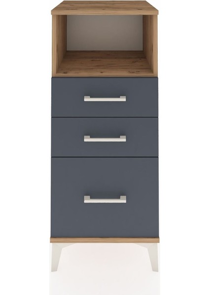 Hyperion Komodin Tek Raflı 3 Çekmeceli 44X44X106 Çam-Antrasit