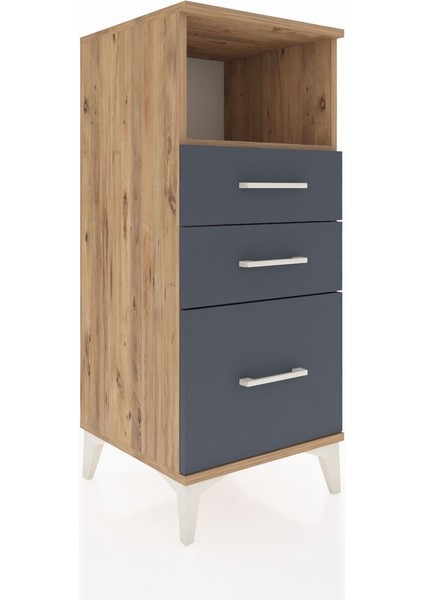 Hyperion Komodin Tek Raflı 3 Çekmeceli 44X44X106 Çam-Antrasit fiyatları