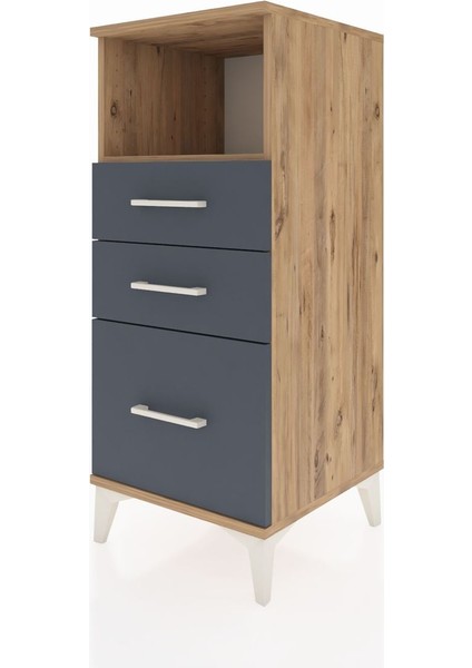 Hyperion Komodin Tek Raflı 3 Çekmeceli 44X44X106 Çam-Antrasit modelleri