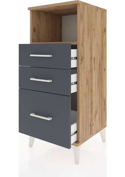 Hyperion Komodin Tek Raflı 3 Çekmeceli 44X44X106 Çam-Antrasit fırsatları