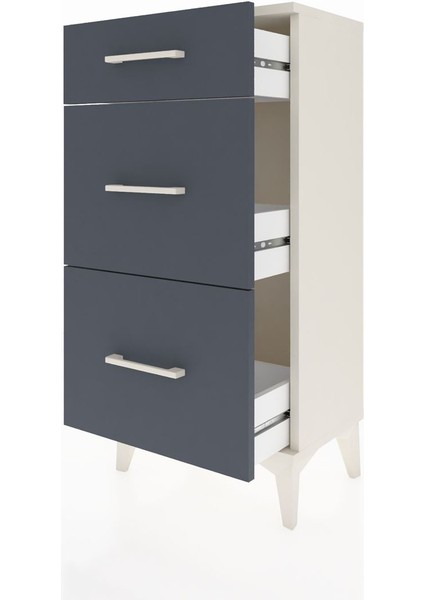 Arges Komodin 3 Çekmeceli 44X30X96 Aytaşı-Antrasit fırsatları