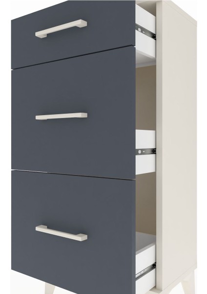 Arges Komodin 3 Çekmeceli 44X30X96 Aytaşı-Antrasit indirimleri