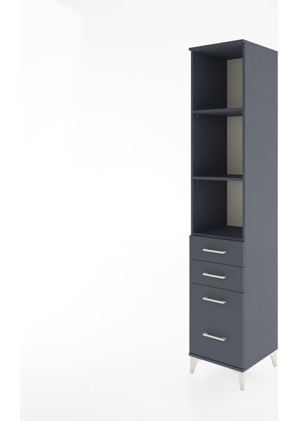 Hyperion Dolap 3 Raflı 4 Çekmeceli 44X44X221 Antrasit-Antrasit modelleri