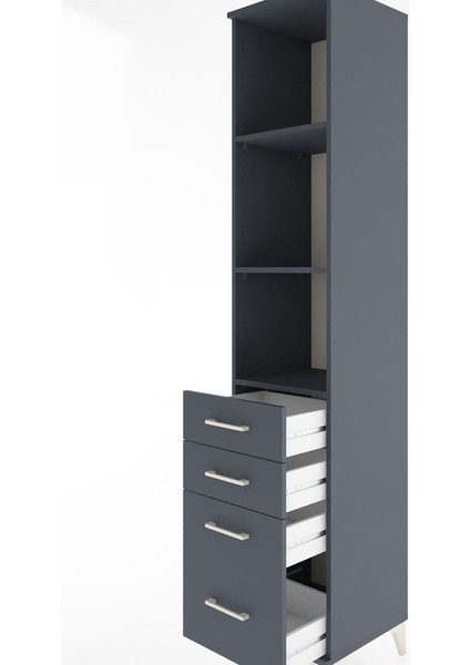 Hyperion Dolap 3 Raflı 4 Çekmeceli 44X44X221 Antrasit-Antrasit indirimleri