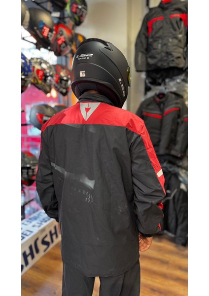 Motorcu Yağmurluk Pu Kırmızı Siyah fırsatları