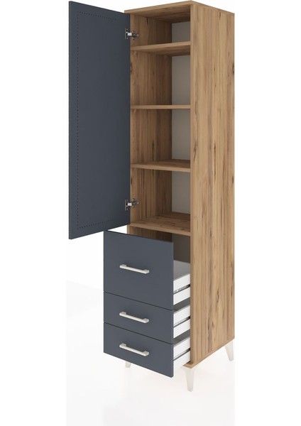 Hyperion Dolap 4 Raflı 3 Çekmeceli Tek Kapaklı 44X44X195 Çam-Antrasit fırsatları