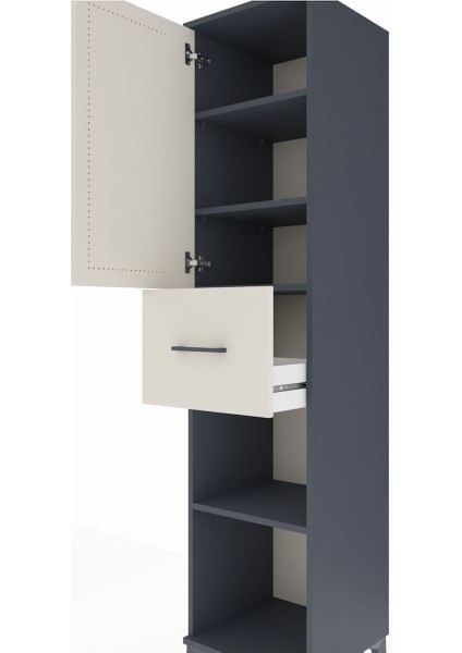 Hyperion Dolap 4 Raflı Tek Çekmeceli Tek Kapaklı 44X44X195 Antrasit-Aytaşı indirimleri