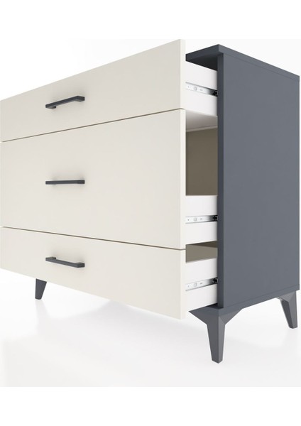 Hyperion Şifonyer 3 Çekmeceli 88X44X80 Antrasit-Aytaşı indirimleri
