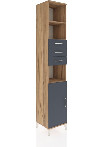 Hyperion Dolap 4 Raflı 3 Çekmeceli Tek Kapaklı 44X44X243 Çam-Antrasit fiyatları