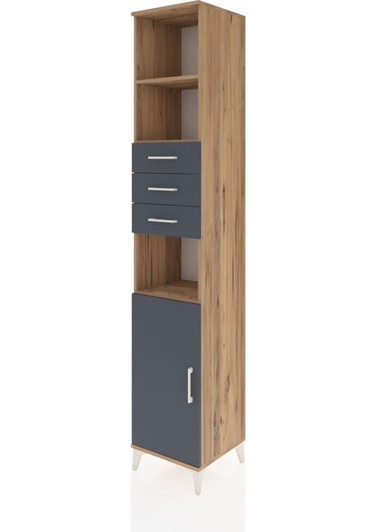 Hyperion Dolap 4 Raflı 3 Çekmeceli Tek Kapaklı 44X44X243 Çam-Antrasit modelleri