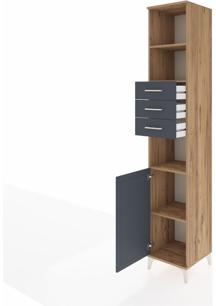 Hyperion Dolap 4 Raflı 3 Çekmeceli Tek Kapaklı 44X44X243 Çam-Antrasit fırsatları