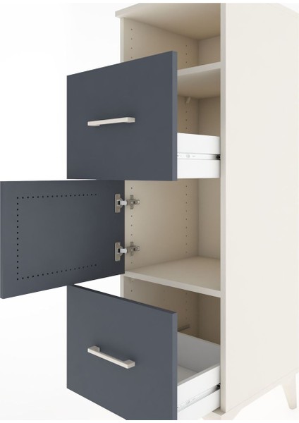 Hyperion Dolap 2 Raflı 2 Çekmeceli Tek Kapaklı 44X44X134 Aytaşı-Antrasit indirimleri