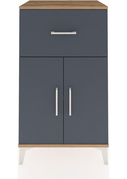 Hyperion Komodin Tek Raflı Tek Çekmeceli 2 Kapaklı 60X44X106 Çam-Antrasit