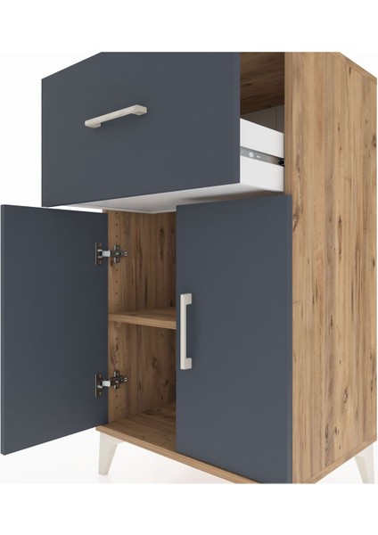 Hyperion Komodin Tek Raflı Tek Çekmeceli 2 Kapaklı 60X44X106 Çam-Antrasit indirimleri
