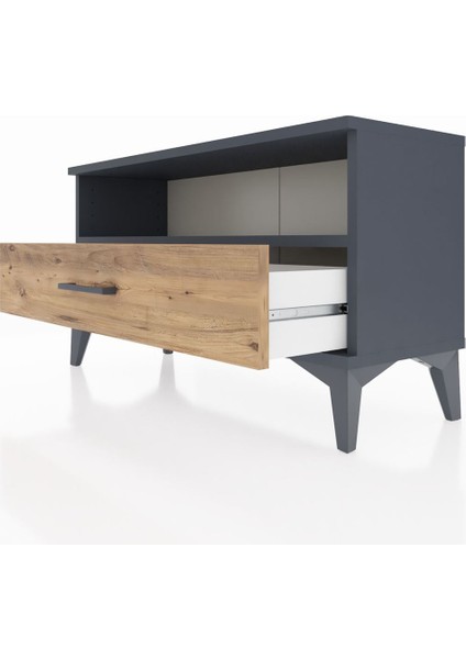 Arges Şifonyer Tek Raflı Tek Çekmeceli 88X30X48 Antrasit-Çam indirimleri