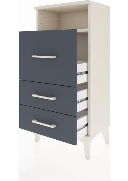 Arges Komodin Tek Raflı 3 Çekmeceli 44X30X96 Aytaşı-Antrasit fırsatları