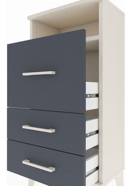 Arges Komodin Tek Raflı 3 Çekmeceli 44X30X96 Aytaşı-Antrasit indirimleri