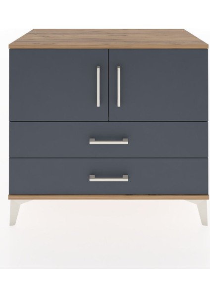 Hyperion Şifonyer Tek Raflı 2 Çekmeceli 2 Kapaklı 88X44X80 Çam-Antrasit