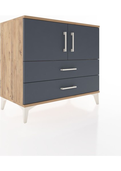 Hyperion Şifonyer Tek Raflı 2 Çekmeceli 2 Kapaklı 88X44X80 Çam-Antrasit fiyatları