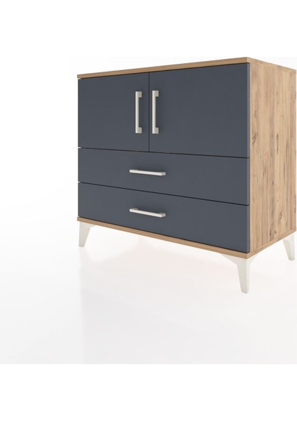 Hyperion Şifonyer Tek Raflı 2 Çekmeceli 2 Kapaklı 88X44X80 Çam-Antrasit modelleri