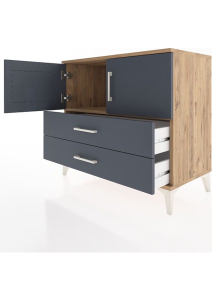 Hyperion Şifonyer Tek Raflı 2 Çekmeceli 2 Kapaklı 88X44X80 Çam-Antrasit fırsatları