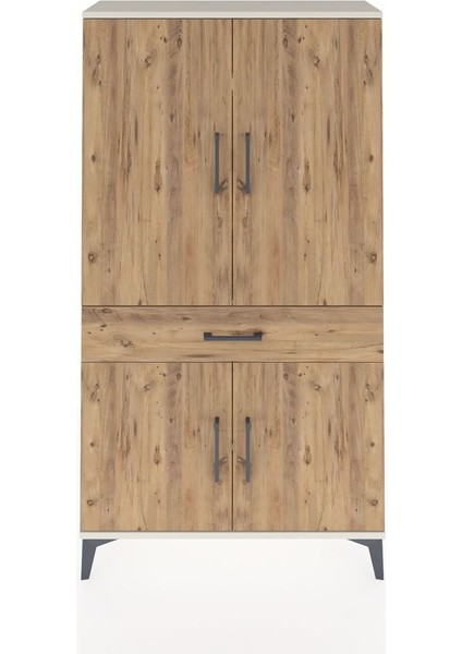 Arges Dolap 4 Raflı Tek Çekmeceli 4 Kapaklı 88X30X163 Aytaşı-Çam