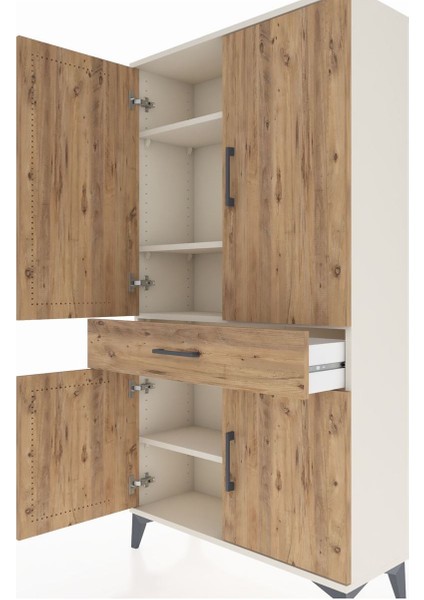 Arges Dolap 4 Raflı Tek Çekmeceli 4 Kapaklı 88X30X163 Aytaşı-Çam indirimleri