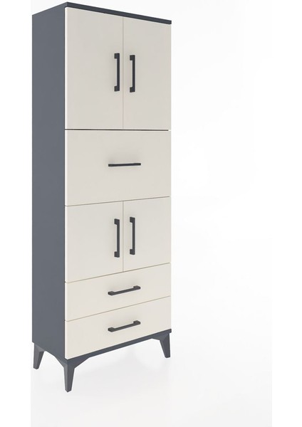 Arges Dolap 3 Raflı 3 Çekmeceli 4 Kapaklı 60X30X163 Antrasit-Aytaşı fiyatları