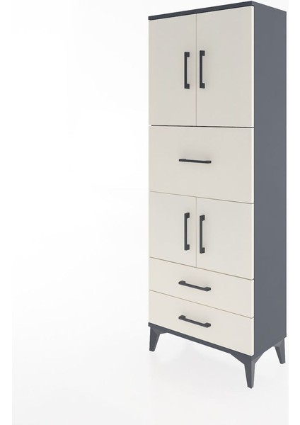 Arges Dolap 3 Raflı 3 Çekmeceli 4 Kapaklı 60X30X163 Antrasit-Aytaşı modelleri