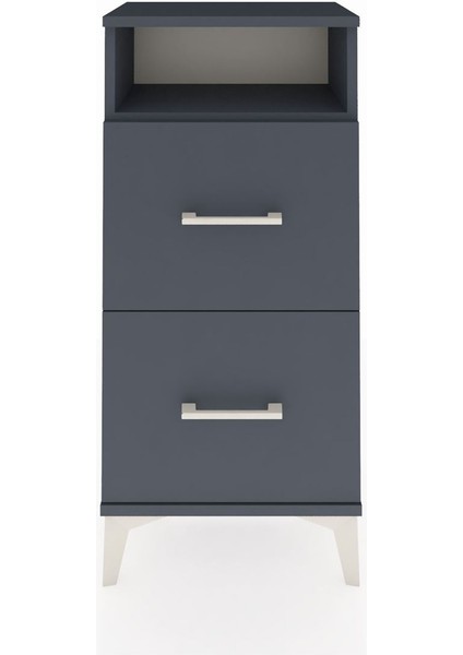 Arges Komodin Tek Raflı 2 Çekmeceli 44X30X96 Antrasit-Antrasit