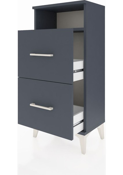 Arges Komodin Tek Raflı 2 Çekmeceli 44X30X96 Antrasit-Antrasit fırsatları