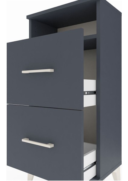 Arges Komodin Tek Raflı 2 Çekmeceli 44X30X96 Antrasit-Antrasit indirimleri