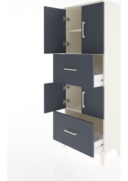 Arges Dolap 3 Raflı 2 Çekmeceli 4 Kapaklı 60X30X163 Aytaşı-Antrasit fırsatları