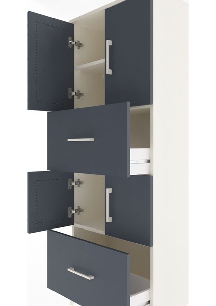 Arges Dolap 3 Raflı 2 Çekmeceli 4 Kapaklı 60X30X163 Aytaşı-Antrasit indirimleri