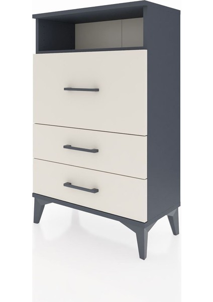 Arges Komodin Tek Raflı 3 Çekmeceli 60X30X96 Antrasit-Aytaşı modelleri