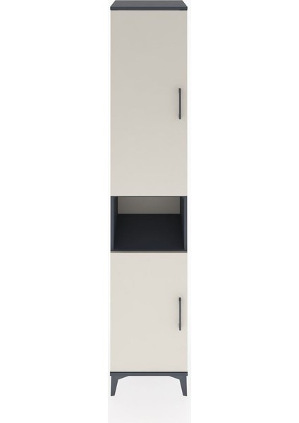 Hyperion Dolap 4 Raflı 2 Kapaklı Tek Askılı 44X44X221 Antrasit-Aytaşı