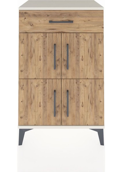Hyperion Komodin Tek Raflı Tek Çekmeceli 4 Kapaklı 60X44X96 Aytaşı-Çam