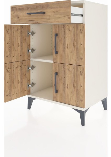 Hyperion Komodin Tek Raflı Tek Çekmeceli 4 Kapaklı 60X44X96 Aytaşı-Çam fırsatları