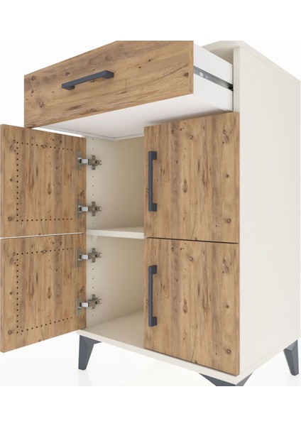 Hyperion Komodin Tek Raflı Tek Çekmeceli 4 Kapaklı 60X44X96 Aytaşı-Çam indirimleri