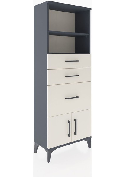 Arges Dolap 2 Raflı 3 Çekmeceli 2 Kapaklı 60X30X163 Antrasit-Aytaşı fiyatları