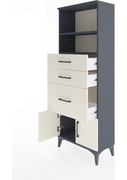 Arges Dolap 2 Raflı 3 Çekmeceli 2 Kapaklı 60X30X163 Antrasit-Aytaşı fırsatları